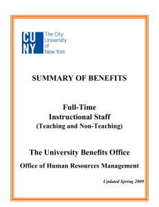 SUMMARY OF BENEFITS  Full-Time Instructional Staff