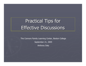 Practical Tips for Effective Discussions The Connors Family Learning Center, Boston College