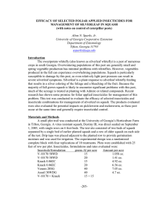 EFFICACY OF SELECTED FOLIAR APPLIED INSECTICIDES FOR