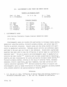 XVI. ELECTROMAGNETIC WAVE  THEORY  AND  REMOTE  SENSING