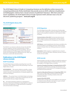 ACM Digital Library www.acm.org/dl