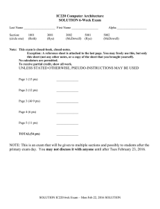 IC220 Computer Architecture SOLUTION 6-Week Exam