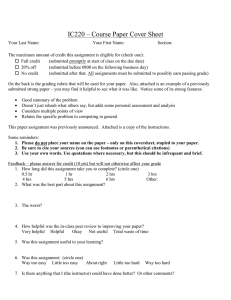 IC220 – Course Paper Cover Sheet