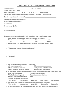 IT452 – Fall 2007 – Assignment Cover Sheet