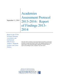Academies Assessment Protocol 2013-2016:  Report