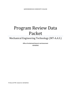 Program Review Data Packet Mechanical Engineering Technology (MT-A.A.S.)