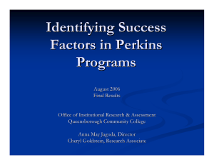 Identifying Success Factors in Perkins Programs