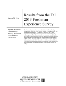 Results from the Fall 2013 Freshman Experience Survey