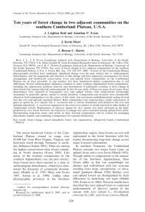 Ten years of forest change in two adjacent communities on... southern Cumberland Plateau, U.S.A. J. Leighton Reid and Jonathan P. Evans