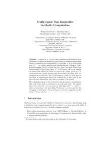 Multi-Client Non-Interactive Verifiable Computation Seung Geol Choi , Jonathan Katz