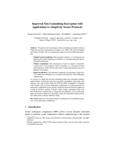 Improved Non-Committing Encryption with Applications to Adaptively Secure Protocols Seung Geol Choi