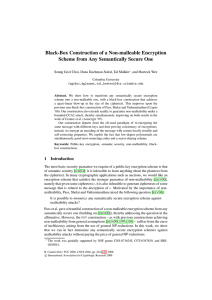 Black-Box Construction of a Non-malleable Encryption , and Hoeteck Wee