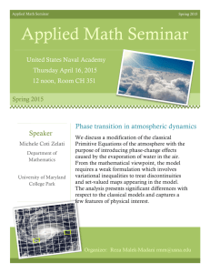 Seminar Applied Math Seminar Phase transition in atmospheric dynamics