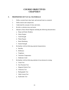 COURSE OBJECTIVES CHAPTER 5 5. PROPERTIES OF NAVAL MATERIALS