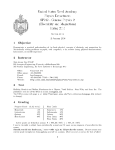 United States Naval Academy Physics Department SP212 - General Physics 2