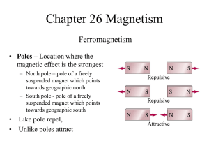 Chapter 26 Magnetism Ferromagnetism Poles magnetic effect is the strongest