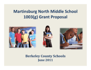 Martinsburg North Middle School  1003(g) Grant Proposal Berkeley County Schools June 2011