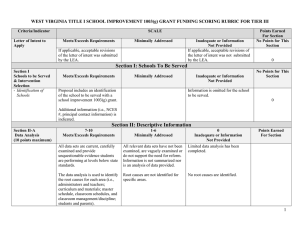 WEST VIRGINIA TITLE I SCHOOL IMPROVEMENT 1003(g) GRANT FUNDING SCORING...
