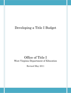 Developing a Title I Budget Office of Title I