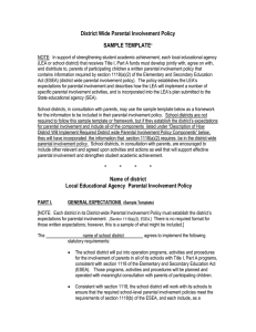 District Wide Parental Involvement Policy SAMPLE TEMPLATE