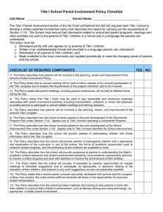 Title I School Parent Involvement Policy Checklist