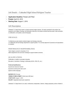 Job Details – Cathedral High School Religion Teacher Job Description Application  Deadline: