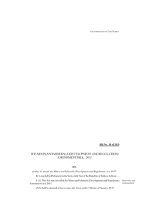 THE MINES AND MINERALS (DEVELOPMENT AND REGULATION) AMENDMENT BILL,  2015