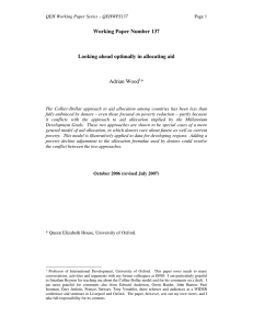 Working Paper Number 137  Looking ahead optimally in allocating aid Adrian Wood