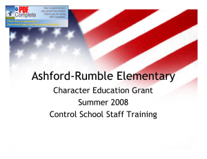 Ashford Ashford--Rumble Elementary Rumble Elementary Character Education Grant