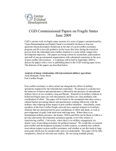 CGD Commissioned Papers on Fragile States June 2009