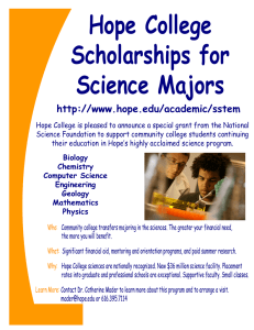 Hope College Scholarships for Science Majors