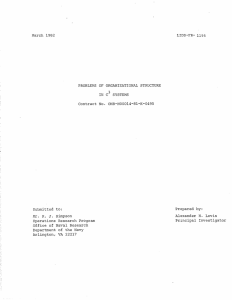 LIDS-FR- 1195 March 1982 PROBLEMS  OF  ORGANIZATIONAL  STRUCTURE 3
