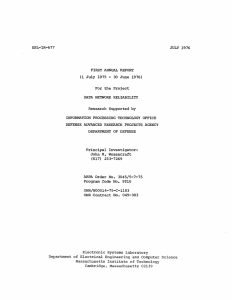 ESL-IR-677 JULY  1976 FIRST ANNUAL REPORT
