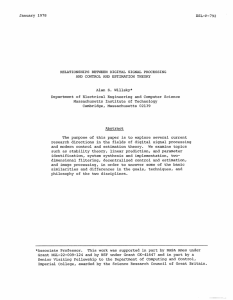 January  1978 ESL-P-792 RELATIONSHIPS  BETWEEN DIGITAL  SIGNAL PROCESSING