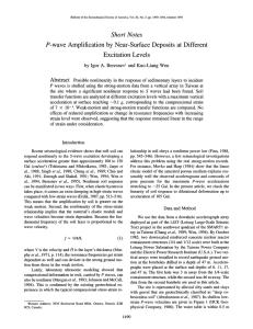 P-wave  Amplification  by  Near-Surface  Deposits ... Excitation  Levels Short Notes Abstract