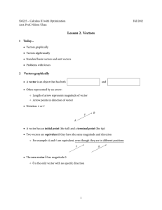 Lesson 2. Vectors 1 Today...