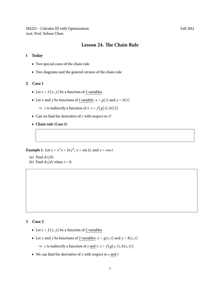 Lesson 24 The Chain Rule 1 Today