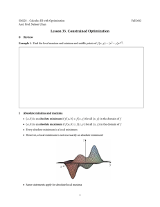 Lesson 33. Constrained Optimization 0 Review