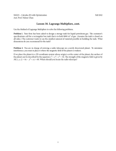 Lesson 38. Lagrange Multipliers, cont.