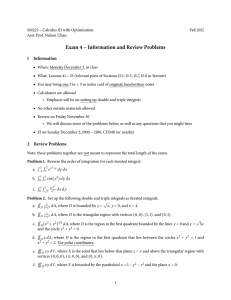 Exam 4 – Information and Review Problems 1 Information