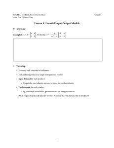 Lesson 9. Leontief Input-Output Models 0 Warm up