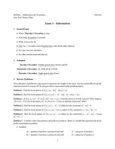 Exam 3 – Information 1 Exam format