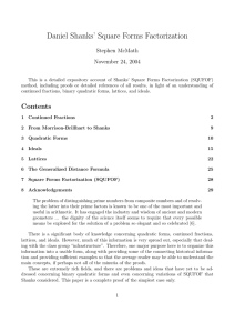 Daniel Shanks’ Square Forms Factorization Stephen McMath November 24, 2004