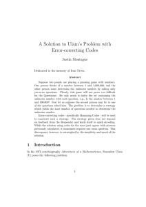 A Solution to Ulam’s Problem with Error-correcting Codes Justin Montague