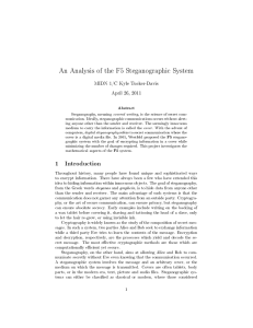 An Analysis of the F5 Steganographic System MIDN 1/C Kyle Tucker-Davis