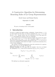 A Constructive Algorithm for Determining Branching Rules of Lie Group Representations 1 Introduction