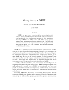 SAGE Group theory in David Joyner and David Kohel 2-18-2008