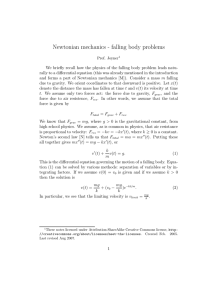 Newtonian mechanics - falling body problems
