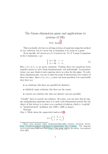 The Gauss elimination game and applications to systems of DEs