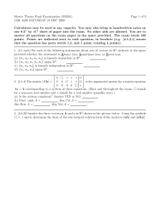 Matrix Theory Final Examination (SM261) Page 1 of 9